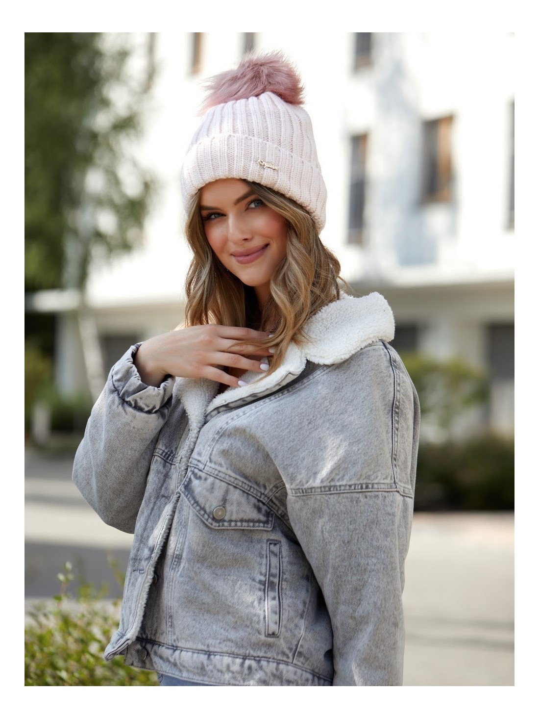 Light pink winter hat C1 - Online store - Boutique